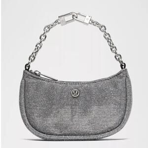 Lululemon Glitter City Essentials Nano Shoulder Bag Gray Silver Metallic NEW